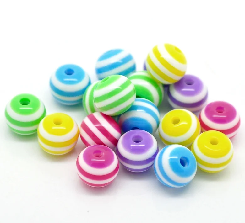 DoreenBeads 200 Смешанные полосатые круглые фотообои 8 мм (3/8 дюйма) (B18796) yiwu|bead jewelry design