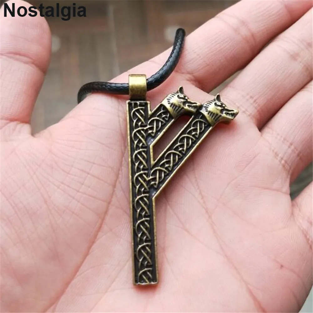 Викинг-Волк амулет РУНИЧЕСКАЯ Руна Fehu Norse Talisman Wiccan ювелирные изделия готическое мужское ожерелье