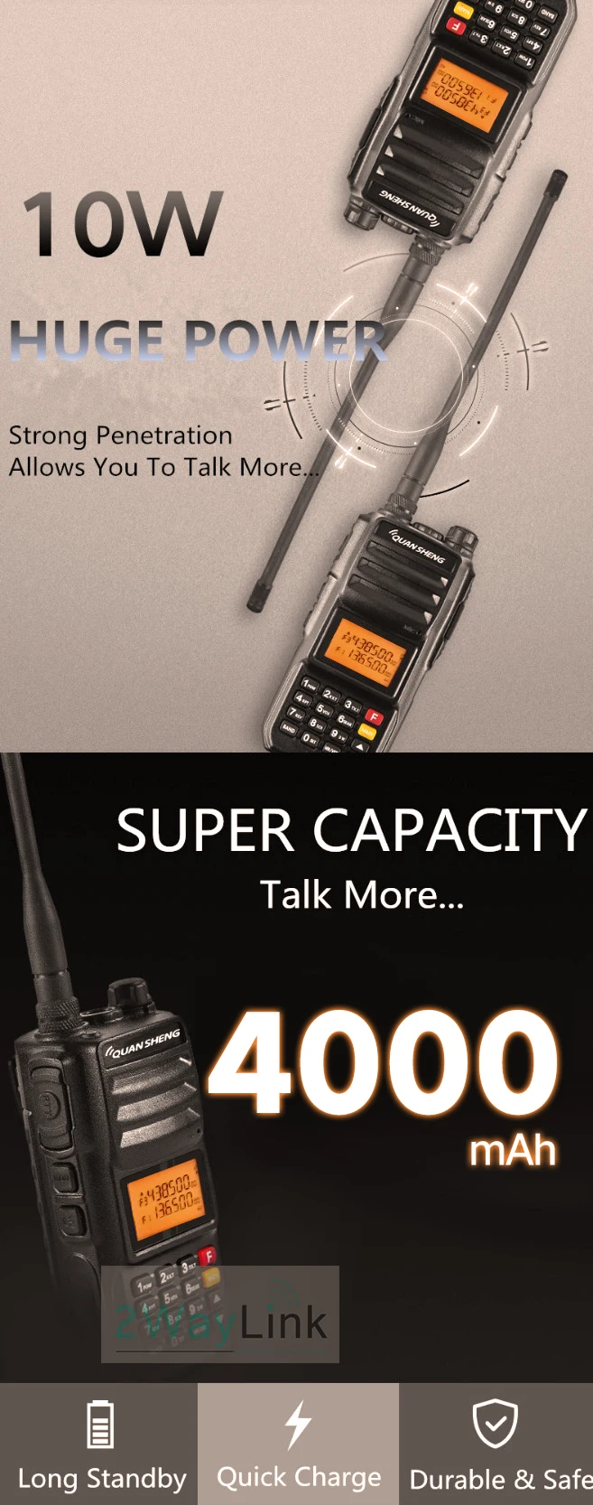 Обновленная рация 10 км QuanSheng TG-UV2 Plus 10 Вт дальняя рация 10 км 4000 мАч Радио УКВ двухдиапазонный длинный режим ожидания