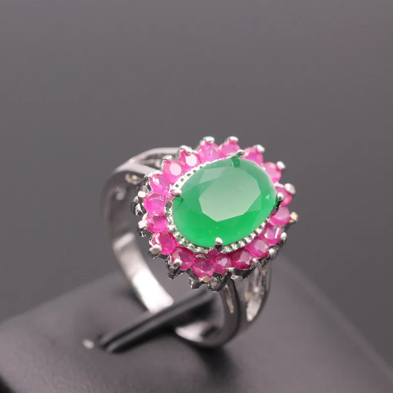 JINYAO Модные женские ювелирные изделия Овальный зеленый и красный циркон кулон