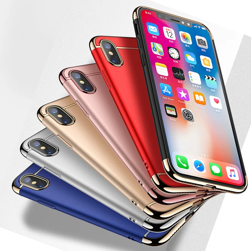 NFH Роскошные антидетонационных чехол для телефона айфон X 8 Plus металлик Coque крышка