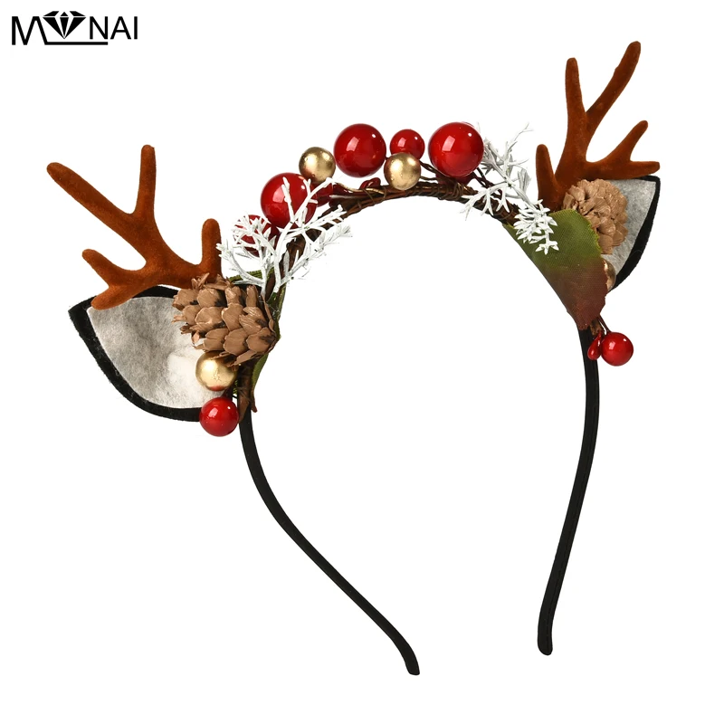 

Christmas Headband Antlers Ear Hair Hoop with Berry Christmas Party Hairbands Hair Accessories Reindeer Antler Hair Decoration