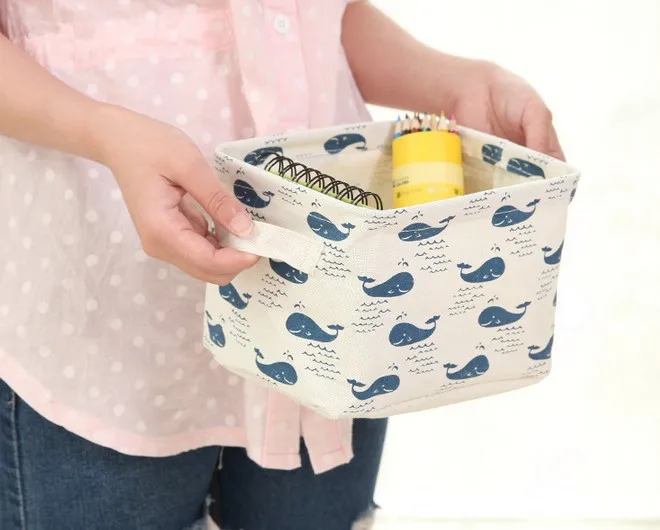 1 шт. милая Ретро Косметическая корзина для хранения хлопок лен кухня ванная