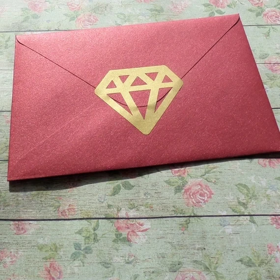 

personalize foil gold engagement invitation package diamond stickers decals, gold envelope seals, wedding invitation seals