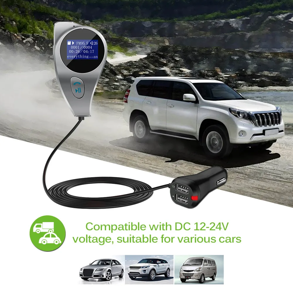 Беспроводной Bluetooth автомобильный комплект музыкальный плеер fm-передатчик модулятор ЖК-дисплей 2.1A двойной зарядное устройство usb Поддержка U диск/TF карта