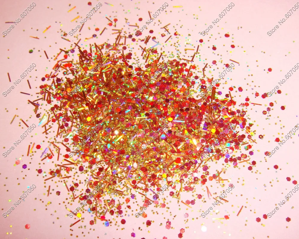

50gram/lot x Mixed Laser Colors(Glitter Powder+Strips+Hexagon) Paillette Spangles Shape for Nail Art Decoration&Glitter Crafts