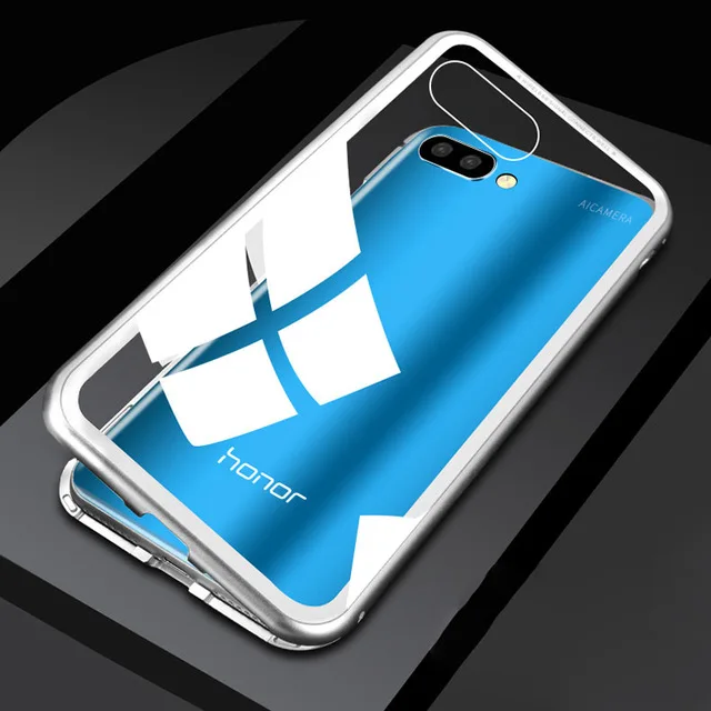Bakeey 360 металлический чехол с магнитной адсорбцией для huawei Honor 10, защитный чехол из закаленного стекла на заднюю панель s, чехол для Honor 10 - Цвет: Серебристый