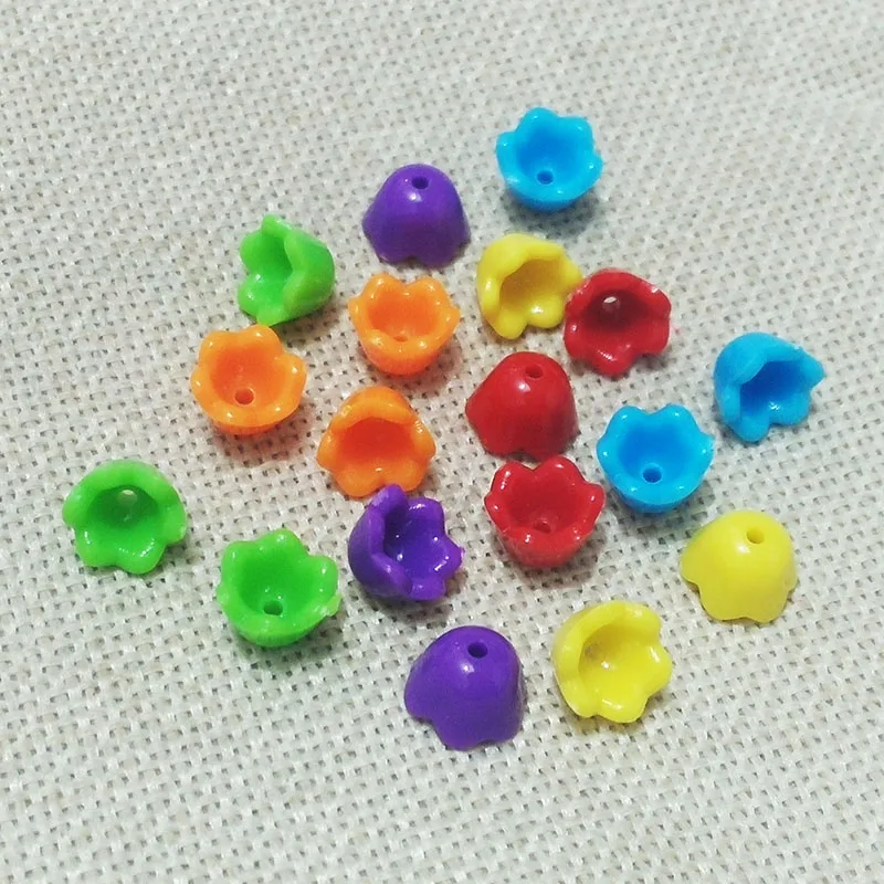Красные весенние Цветные Цветочные бусины волоконные колпачки для маленьких