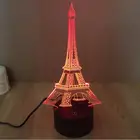 Оптовая продажа 3d Ночник светильник s креативный дом странная новая Эйфелева башня 3d светильник светильники Прекрасный 7 цветов Изменение 3D лампа