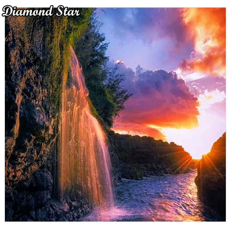 

diy diamond embroidery waterfall Home Decoration Diamond Painting Scenery Square Mosaic Decoration Needlework Gift