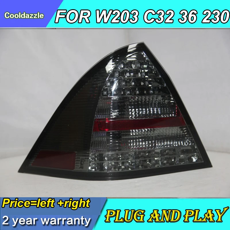 2001 2002 2003 2004 год для Mercedes-Benz W203 C32 C36 C280 C230 C320 C240 C180K C200K светодиодный задний фонарь Задние огни чёрное Дымовое средство