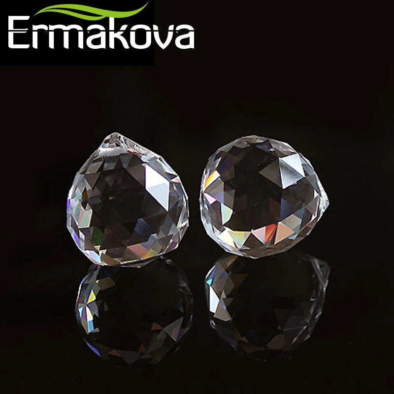 ERMAKOVA набор из 2 хрустальных шариков 30 мм прозрачная сферическая Призма кулон