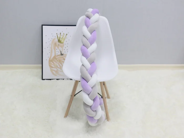 whitegraypurple Длина 300 см, детская кроватка, бампер, завязанная узлом, заплетенная плюшевая детская колыбель, Декор, подарок для новорожденных, подушка, детская кровать, спальный бампер - Цвет: whitegraypurple