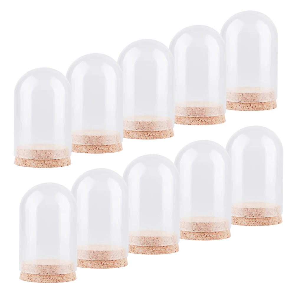 

10Pcs Mini Clear Glass Hemisphere Cover Dome Cabochon With Cork Table Decor for Mini Landscape Ornament