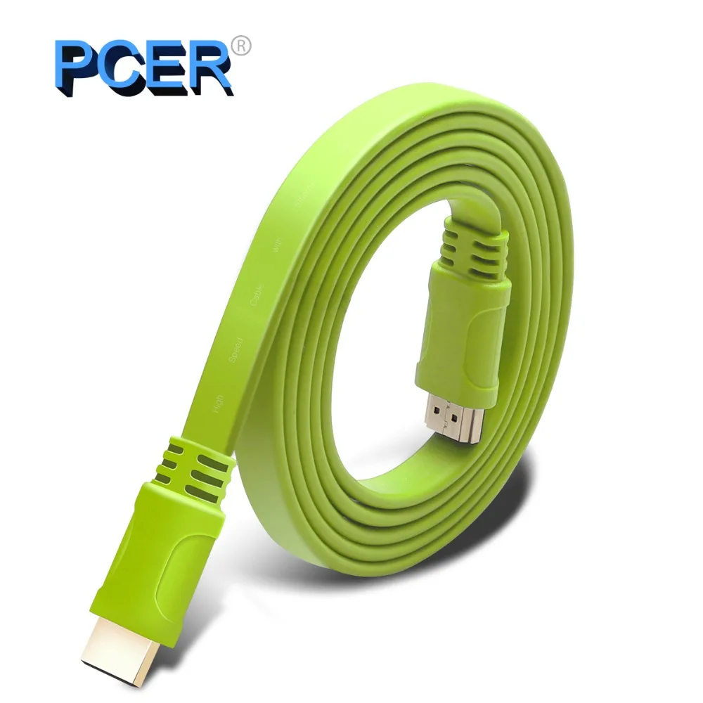 Плоский HDMI кабель PCER 1 4 2 0 V бескислородная медь 4K * 2K 3D изображение шнур Ультра HD