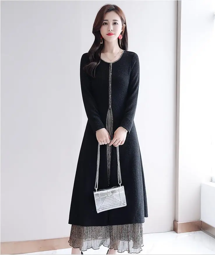 4XL 5XL 2018 Зима длинное платье для женщин Осенние большие Размеры Вечерние Длинное