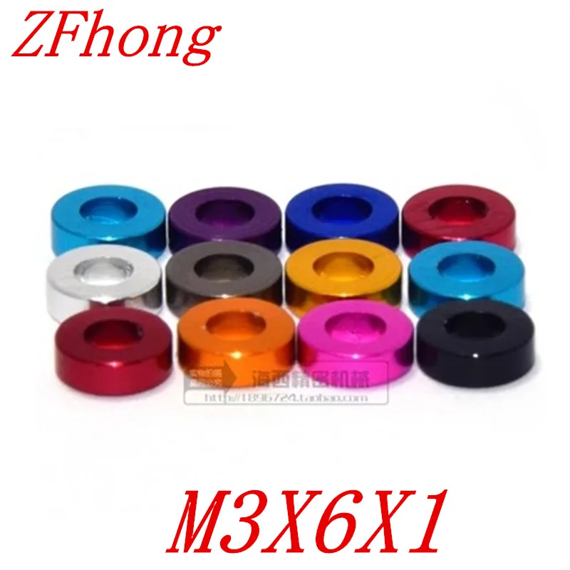 

100pcs M3*6*1 3mm colourful Red black blue purple pink grey Aluminum flat washer Aluminum For Rc Part th