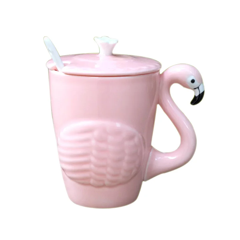 

Lovely flamingo water bottles teapot ceramic mug coffee milk tea mug set