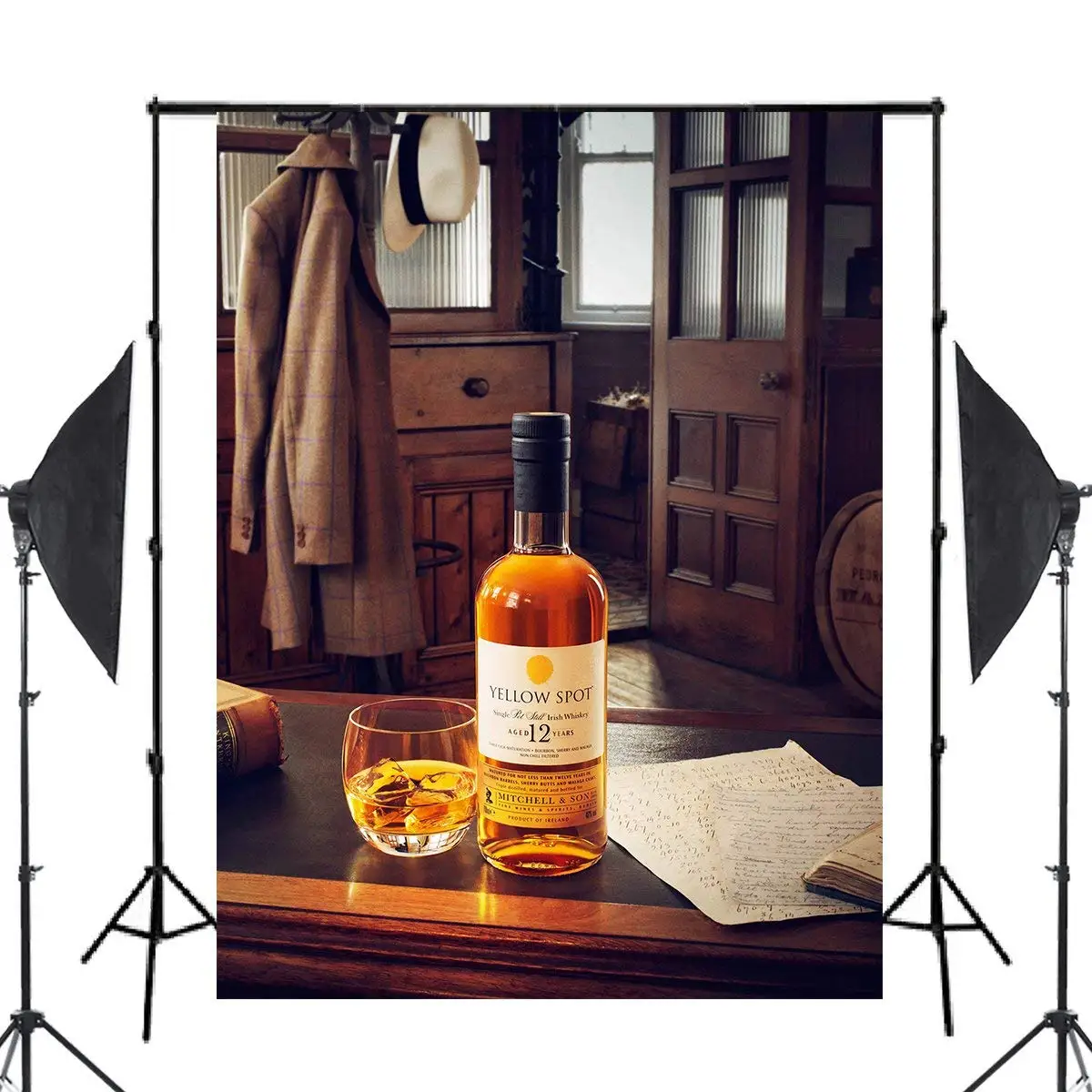 Alcohol Spirits Drinks YELLOW SPOT Backdrop Whiskey Photography Background Studio Props Wall 5x7ft | Электроника