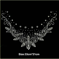 2pclot new fashion sweater hot fix rhinestones iron on crystal transfers design design stone patches for shirt neckline sweater