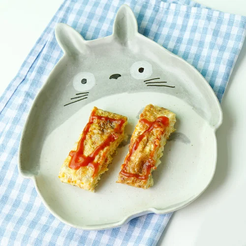 Totoro plate Японская Милая керамическая миска мультяшная фарфоровая посуда фруктовая Салатница Тоторо узор чаша для микроволновой печи Посуда - Цвет: Totoro plate