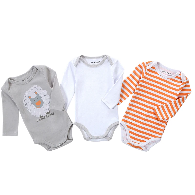 Розничная продажа 3 шт./упак. дешевые боди с длинными рукавами для малышей одежда