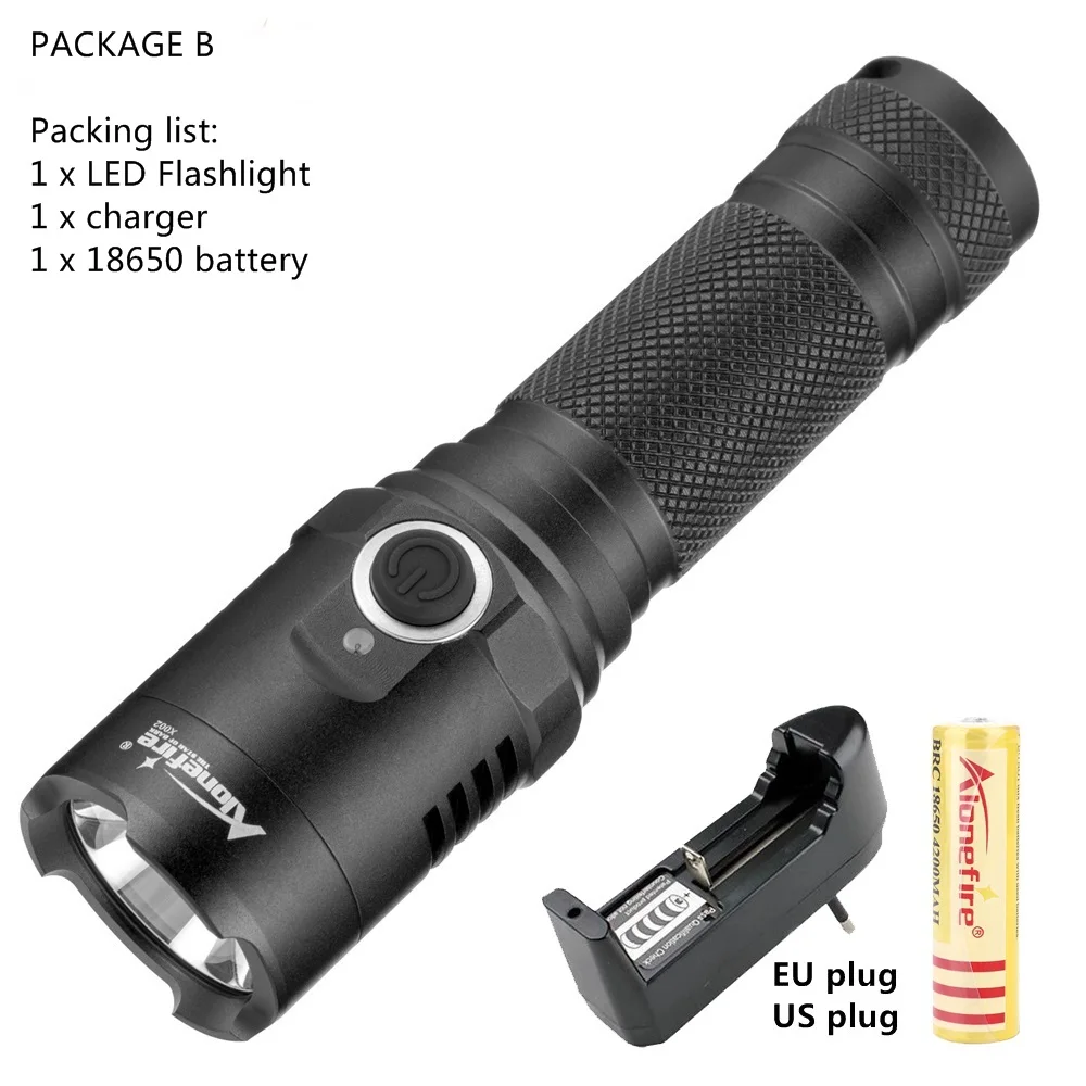 PACKAGE B AloneFire X002 ультра яркий Мощный светодиодный фонарик xml t6 светодиодный тактический фонарь для аккумулятора 18650 - Испускаемый цвет: PACKAGE B