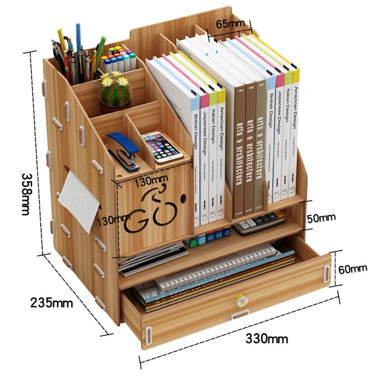 Coloffice Creative1PC большая емкость деревянная подставка для книг Многофункциональная офисная настольная коробка для хранения данных стойка для школы и офиса