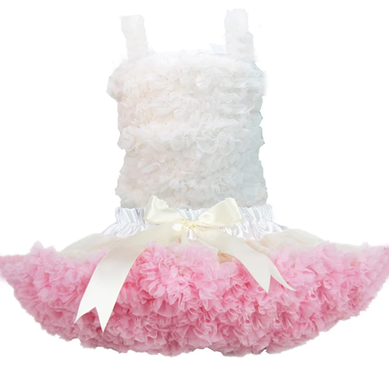 Fashion Girl Children Tutu Set Kids Pettiskirt Flower Vest Top+Fluffy Suit Girls 2pcs | Детская одежда и обувь