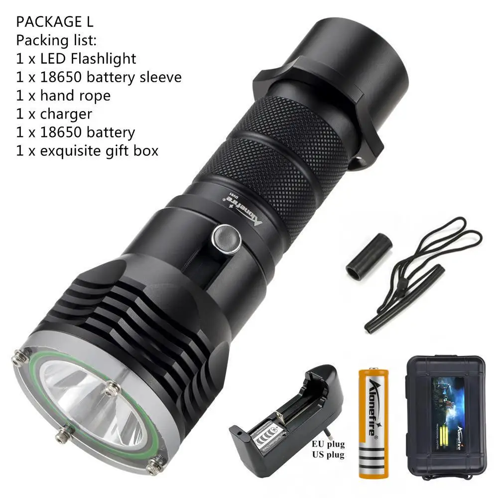 PACKAGE L AloneFire DV51 водонепроницаемый дайвинг flashligh 26650 L2 вспышка светильник светодиодный фонарь e Подводный фонарь светильник - Испускаемый цвет: PACKAGE L