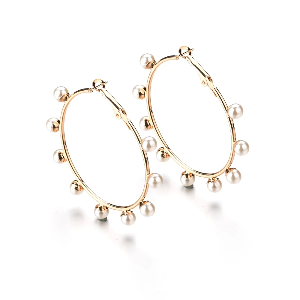 MissCyCy Trendy Gold Color Circle Hoop Earrings for Women New Fashion Imitation Pearl Earrings Jewelry Gift