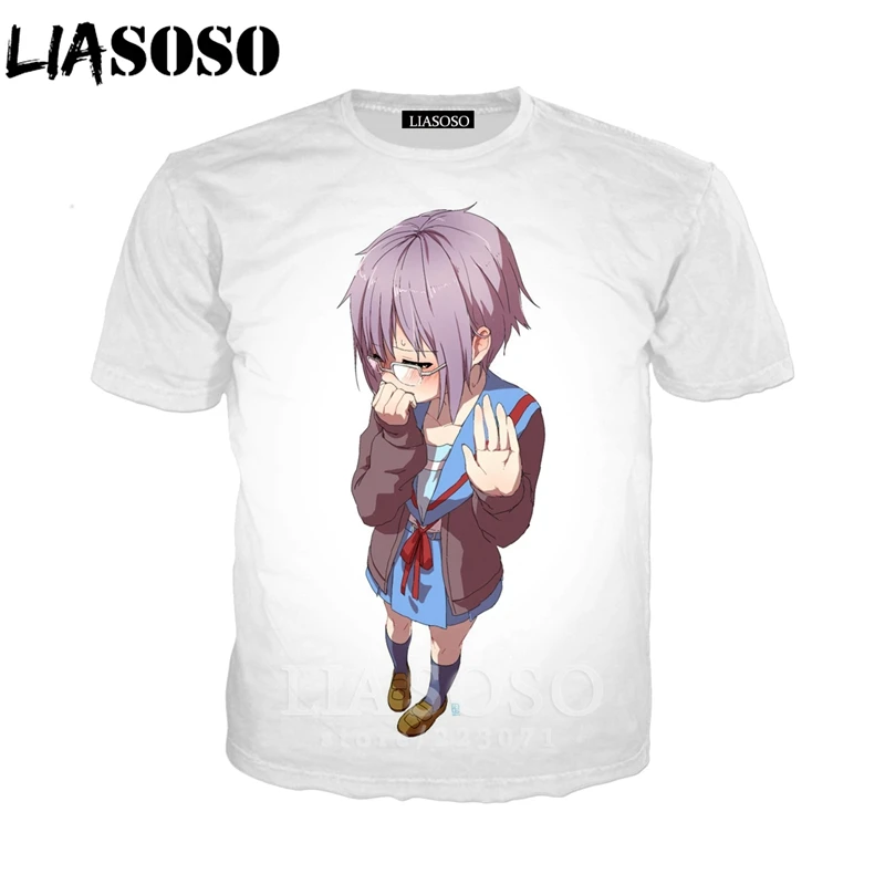 LIASOSO Summer New Men Women Short Sleeve Sweatshirt 3D Print Anime The Melancholy of Haruhi Suzumiya T Shirt Top Pullover A195 | Мужская