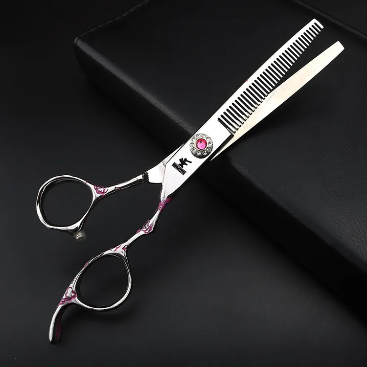 Thinning scissors 7 дюймов розовое ножницы для волос комплект Высокое качество японский 440C сталь ножницы для резки и филировочные ножницы Парикмахерские Набор инструментов - Цвет: Thinning scissors