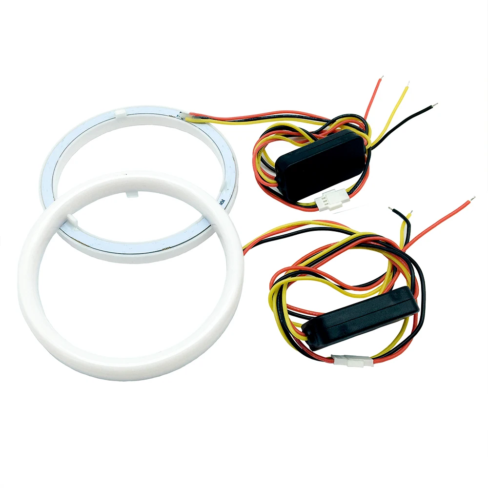 2 шт./компл. 80 мм авто Halo кольца Ангел глаз 80 мм 12V 24V фар 3020SMD мотоцикл белый+ желтый Цвет автомобиль Ангельские глазки