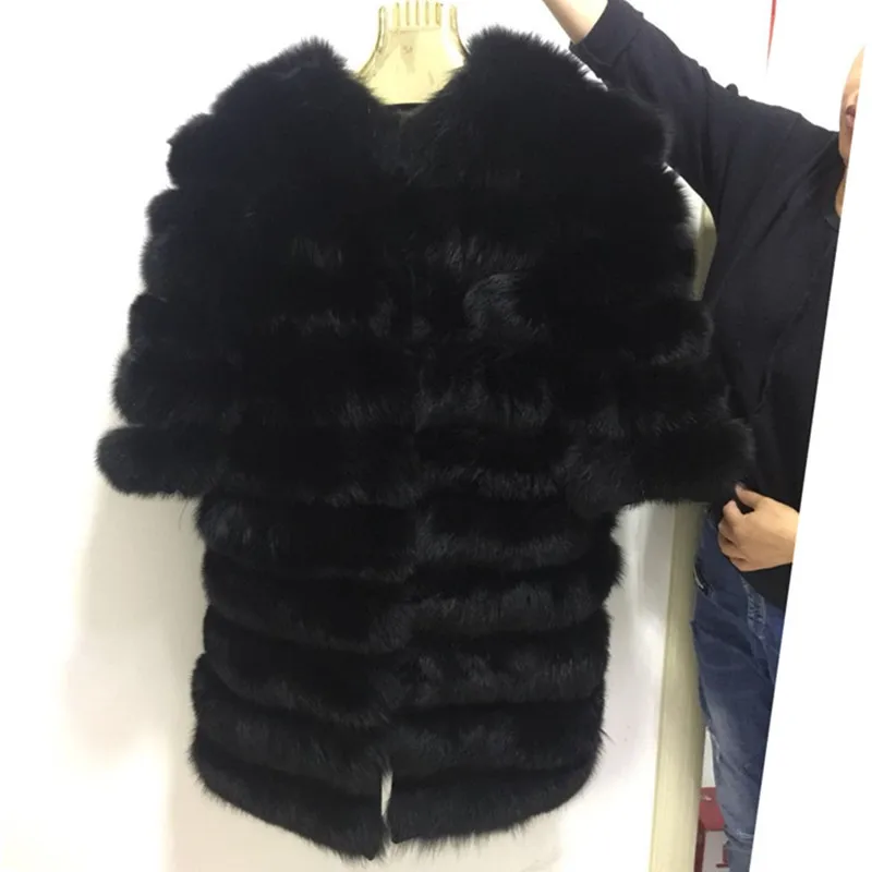 New Brand Winter Real Blue Fox Fur Coat Thick Warm Real fur Of Sables Women's Brown Long Jacket The fox fur Coat