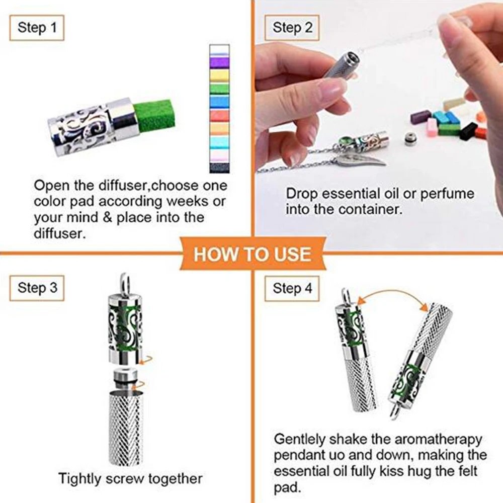 

Aromatherapy Embossing Diffuser Necklace Essential Oil Vial Locket Stainless Steel Perfume Diffuser Hollow Locket Pendant