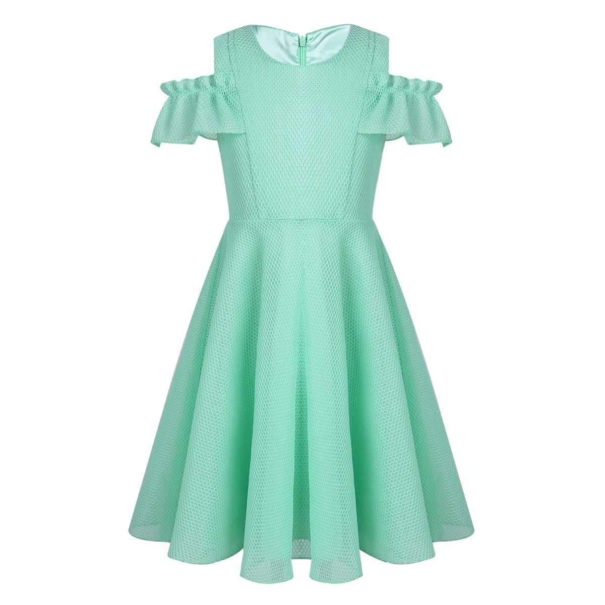 Mint Green Сетчатые платья с оборками и рукавами для девочек-подростков, одежда для девочек возрастом 6, 8, 10, 12, 14 лет, новинка года, нарядное платье для больших девочек детское платье - Цвет: Mint Green