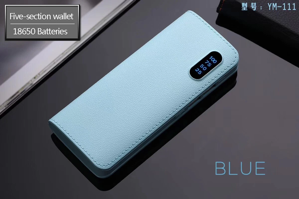 Power Bank 10000 mAh кожаный двойной USB Мобильный мощный светодиодный фонарик мощная