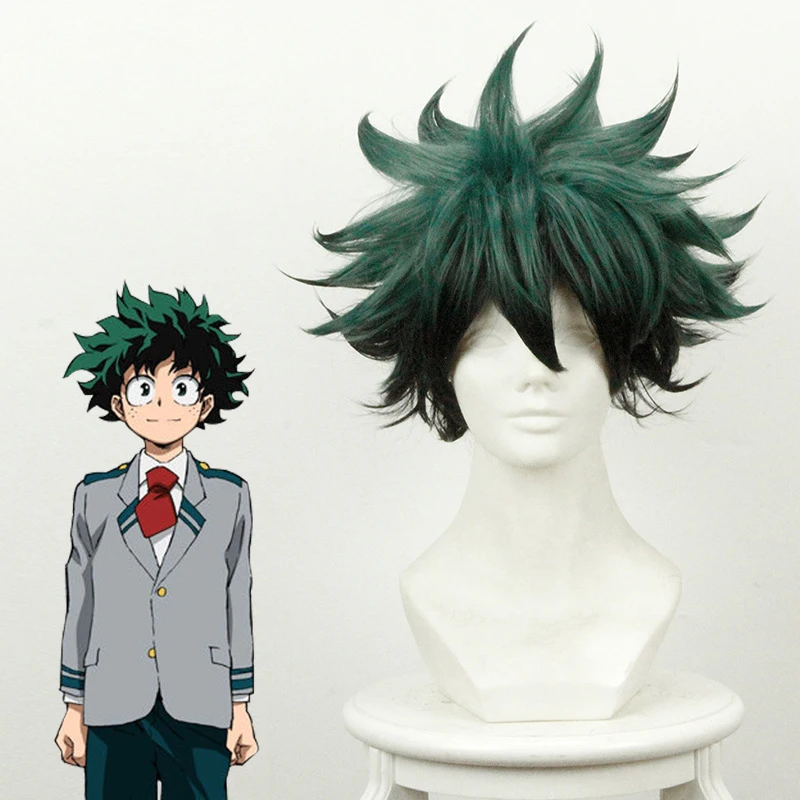 

My Hero Academia Midoriya Izuku Cosplay Wigs for Men Boys Anime Costume Party Cos Wig Ombre Synthetic Hair Green Black