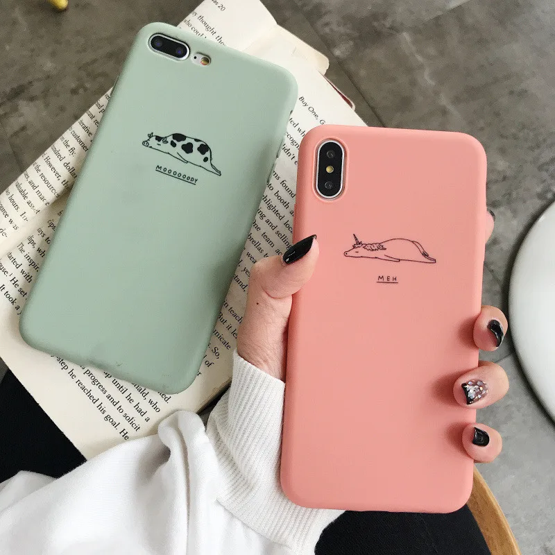 KJOEW Soft Silicone Fashion Phone Case For iPhone 8 7 6 6s Plus Cartoon Cute Antelope Cow Back Cover XR X XS Max |