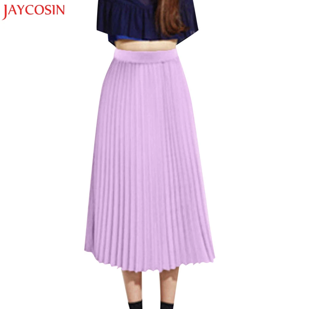 Женская плиссированная юбка JAYCOSIN S XL однотонная элегантная шифоновая миди с