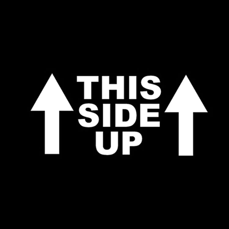 

17*8CM THIS SIDE UP Fun Reflective Text Direction Motorcycle Decals Car Stickers Black/Silver C1-0013