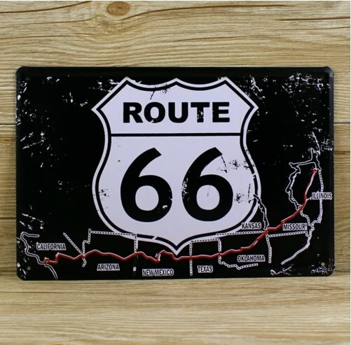 Route 66 металлические жестяные знаки Ретро украшение дома Бар старинная