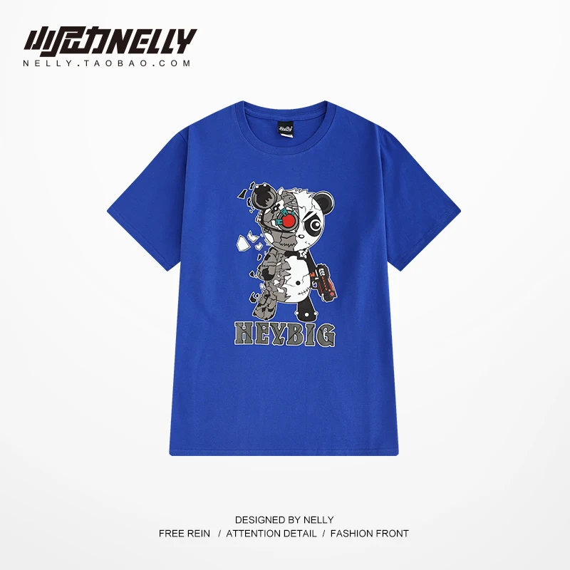 NELLY/2019 летняя Американская футболка в стиле хип-хоп с принтом панды короткими
