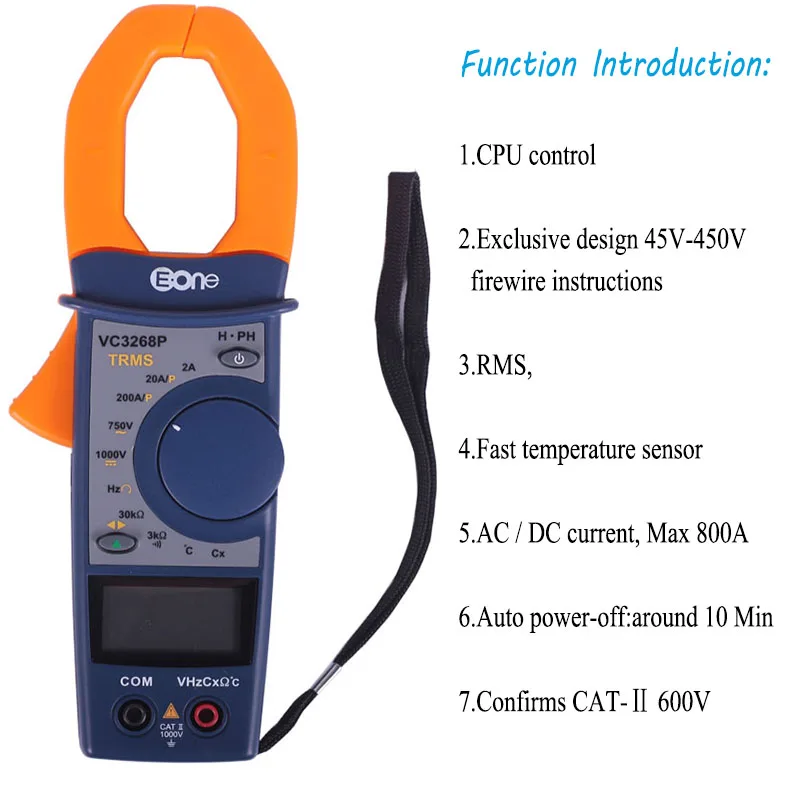 High Precision True RMS Digital Clamp Multimeter VC3268P Power Meter AC/DC Volant Current Temperature Capacitance | Инструменты