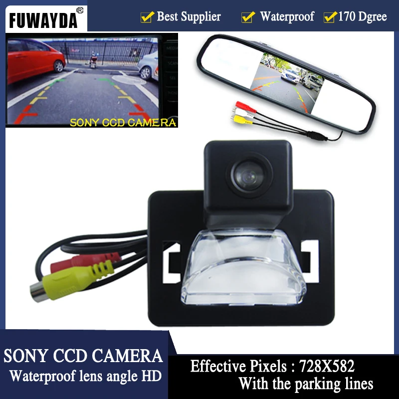 

FUWAYDA Parking Assistance System 4.3 LCD Mirror Car Parking Monitor+Car Rear view Camera parking lines for Mazda 5 2005-2010 HD