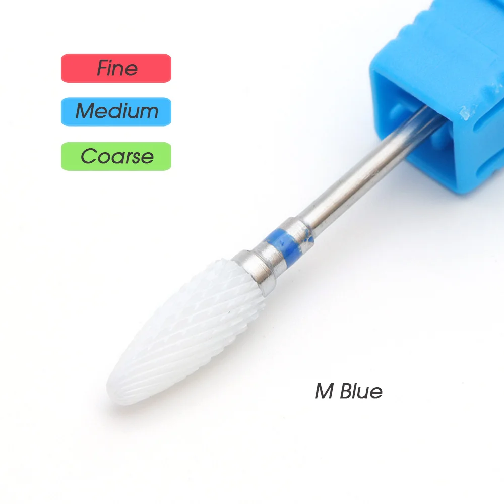 M Blue 1 шт. керамические пилки для ногтей вращающиеся сверла кутикулы резак 3/32 ''фрезерный педикюр лак для ногтей маникюрный станок инструмент BEH0615TB - Цвет: M Blue