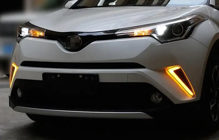 Для Toyota C-HR CHR желтый указатель поворота стиль реле Водонепроницаемый ABS автомобиль DRL Светодиодный дневной ходовой свет дневной свет противотуманная фара