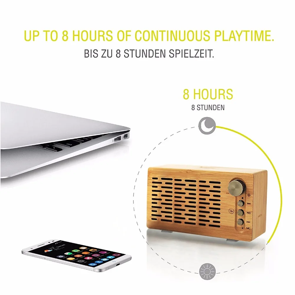 LEICKE Bamboo Bluetooth динамик портативный беспроводной с 3D стерео музыкой объемный fm