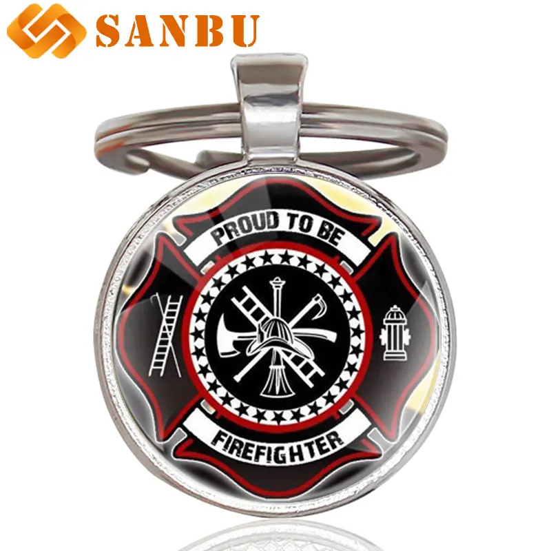 Silver-1 Модный брелок с управлением пожарных, классический, с гордой быть пожарным, художественный стеклянный кабошон, брелок - Цвет: Silver-1